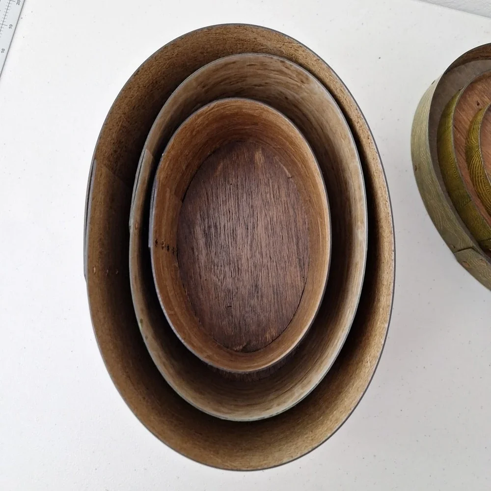 Set Of 3 Nesting Early Antique Thick Walled Solid Wood Pantry Box Mint Condition